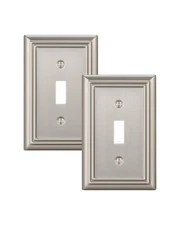 DEWENWILS Single Toggle Wall Plate Brushed Nickel Metal Light Switch Cover 2-Pac