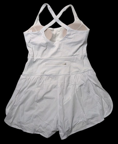 Women's Imfasy sz L White Athletic Shorts Romper one pc Yoga Back zip pocket NWT