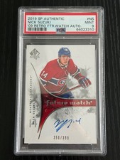 2019-20 SP Authentic Rookie Nick Suzuki Retro Future Watch Auto /399 PSA 9