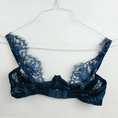 Reggiseno Coco de Mer Camelia's High Apex Tuffo Ferretto Pizzo Trasparente in Smeraldo 32C - Foto 6 di 8