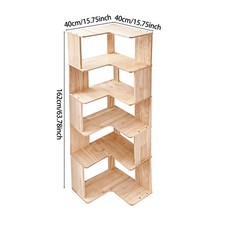 3/4/5-Tier Wooden Corner Bookcase Book Storage Cabinet Home/School Shelving Unit