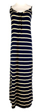 Finn & Clover Womens Size L Dress Maxi Stripe Blue Beige Beach Vacation Classic