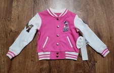NWT Disney Parks Girls Pink Varsity Jacket XXS Age 3 Embroidered 49.99 Tag