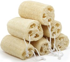 6 Pack Natural Loofah Exfoliating Body Scrubber, 1 Count Pack of 6 ,