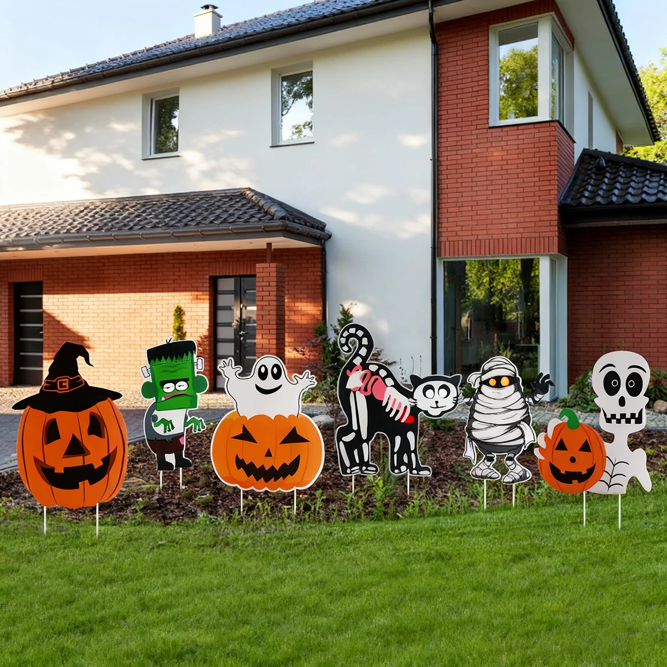 Halloween Yard Signs Pumpkin Ghost Monster with Stakes Outdoor Lawn Decor Set
