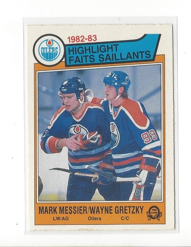 1983-84 O-Pee-Chee #23 Mark Messier/Wayne Gretzky HL Oilers