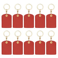 10pcs Leather Keychain,70mm Sublimation Keychain Blanks,Rectangular,Red