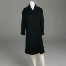 Vintage 60s Saks Fifth Avenue Wool Coat Black Mod Minimalist Winter Dress Coat