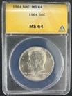 1964 Kennedy US Silver Half Dollar MS64 by ANACS