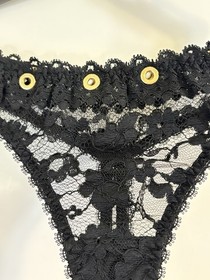 NWT Agent Provocateur STEVIE Lace Thong Black Lace 2 S Boudoir Vamp Luxury