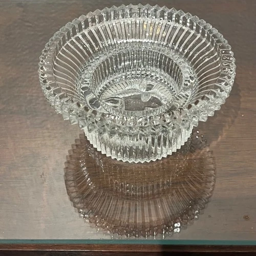 VINTAGE CLEAR BOTTOM FOR A FAIRY LAMP WORKS WITH FENTON, RIBBED GLASS EXCELLENT