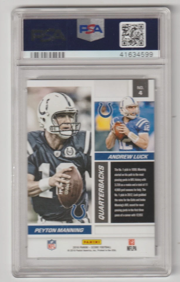 2016 Panini Score #4 Andrew Luck/Peyton Manning - Reflections PSA 10 - POP 6 - Image 2 of 2