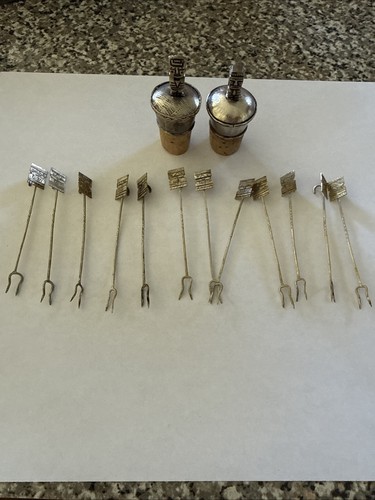 Vintage Silver Hors d'oeuvres Forks With Bottle Corks