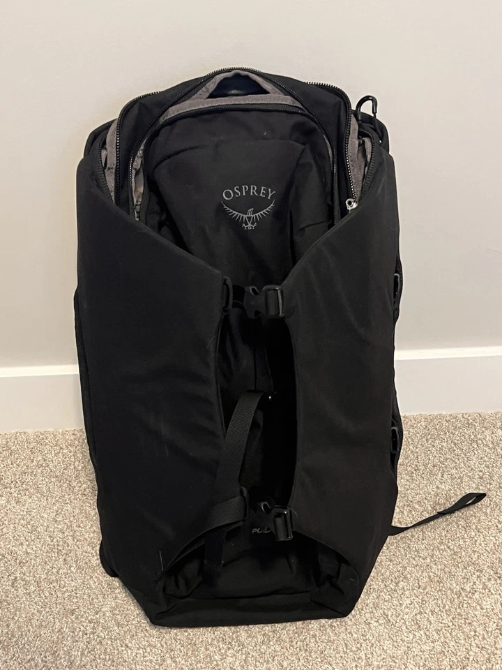Mochila de viagem Osprey Porter 30L caminhada bagagem de mão, preta limpa! - Imagem 2 de 4