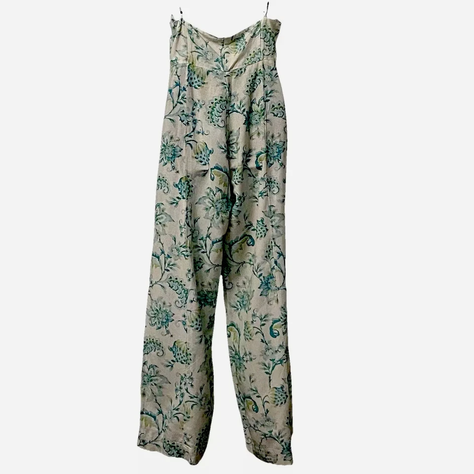 Macacão Feminino Rhythm Novo com etiquetas 12/L Cairo Perna Larga Branco Aqua Swifty Y2K Floral Boho - Imagem 2 de 4