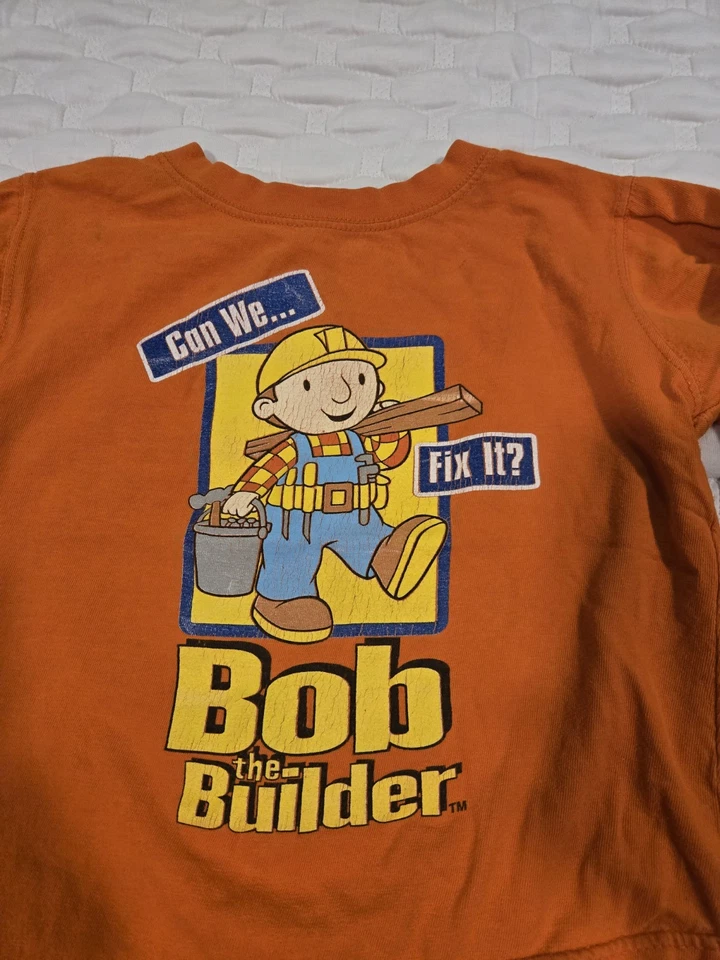 Винтажная рубашка с длинным рукавом Bob The Builder для мальчиков ясельного возраста с оранжевым принтом размер 4t - Изображение 2 из 4
