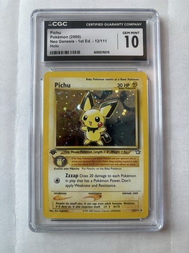 Pichu (1st Edition) graded CGC 10 for sale on eBay