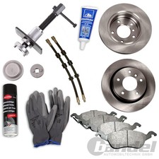 BREMSSCHEIBEN + BELÄGE + SCHLÄUCHE + RÜCKSTELLER VORNE passend für FORD FOCUS I