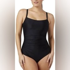 32 Degrees Cool Size XL Black Ruching Detail One Piece Swimsuit. New With Tags