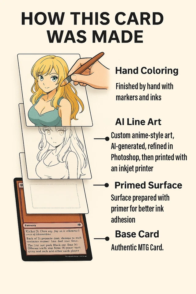 FOREST - Green - MTG *Altered Hand Colored Original Art Anime - Red Head 111925 - Image 2 of 4