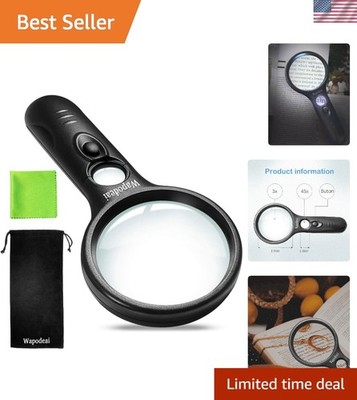 45X High Magnification LED Magnifying Glass - Perfect for Reading & Inspection