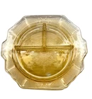Vtg Anchor Hocking Princess Topaz Yellow Grill Plate UV Glow Glass