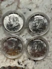 Lot of Four (4) CAPSULATED 90% Silver Kennedy Half Dollars - 1964P - BU/AU #3.