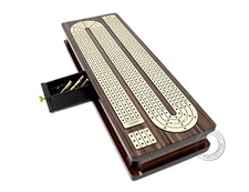 House of Cribbage - Continuous Cribbage Board Inlaid 4 Tracks Rosewood/Maple 