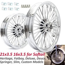 21x3.5 16x3.5 Fat Spoke Wheels For Harley Heritage Softail Classic Flstc Fat Boy