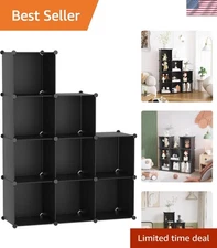 Versatile 9-Cube Bookshelf Organizer - Stackable Plastic Unit for Home & Office