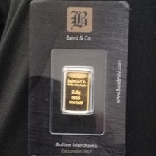 Baird & Co. 2.5g Gold Bar 9999 Fine Bullion. Certified 3890.42 per troy oz