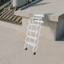 5 Steps Wall Mounted Attic Ladder Pull Down Telescoping Step Ladder white
