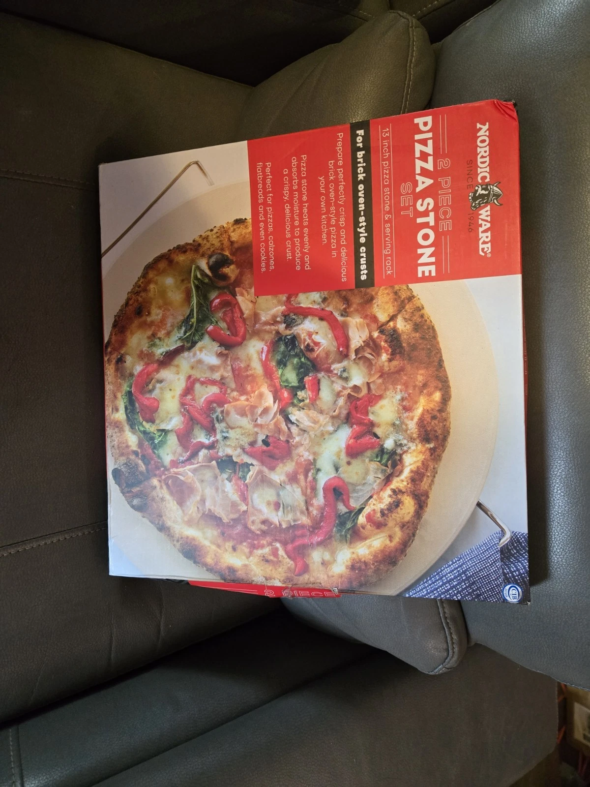 2 Piece Ceramic Pizza Stone with Steel Holder 13" x 13" Absorbs Moisture
Opens in a new window or ta