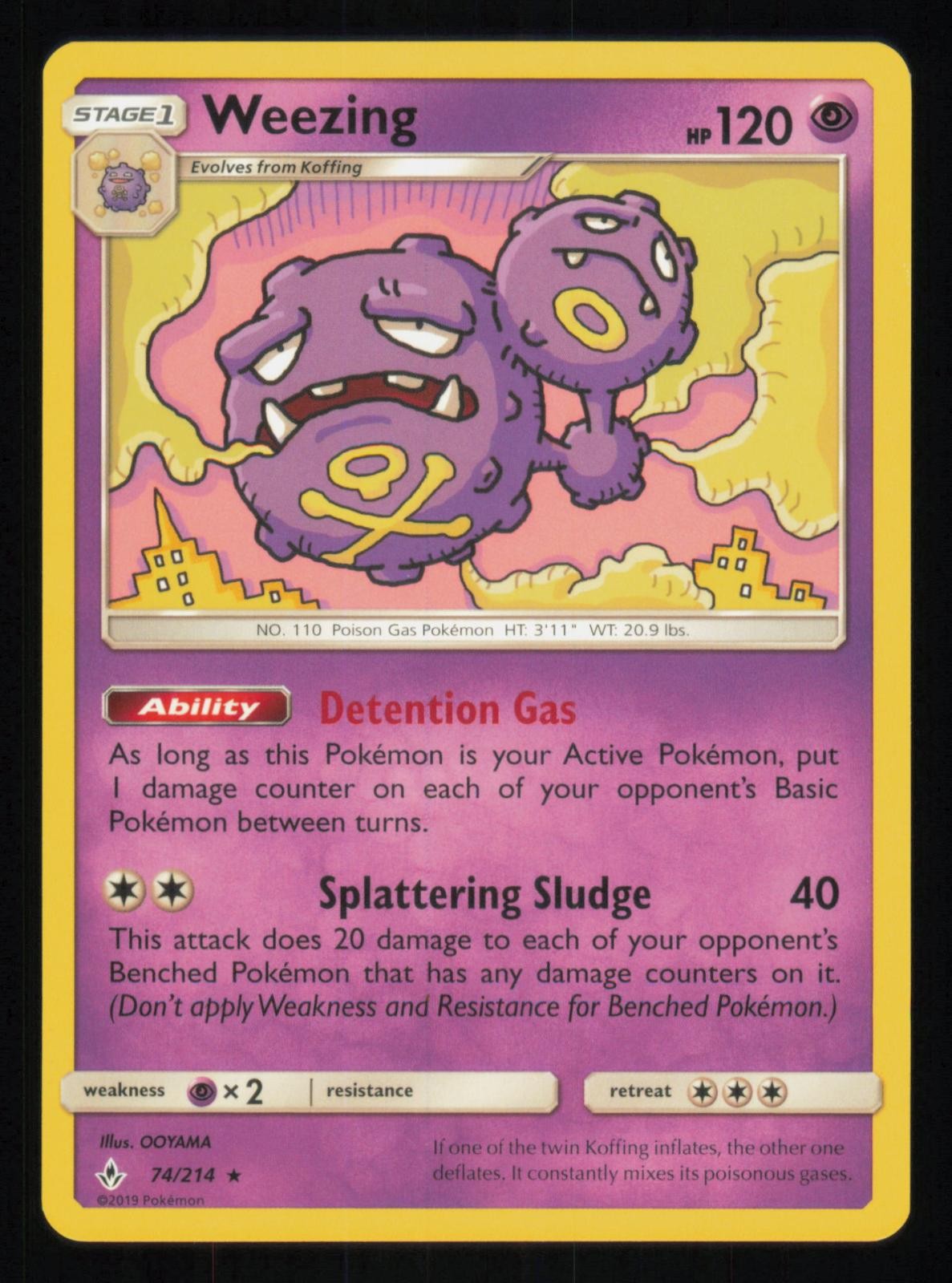 WEEZING 74/214 RARE UNBROKEN BONDS LP POKEMON