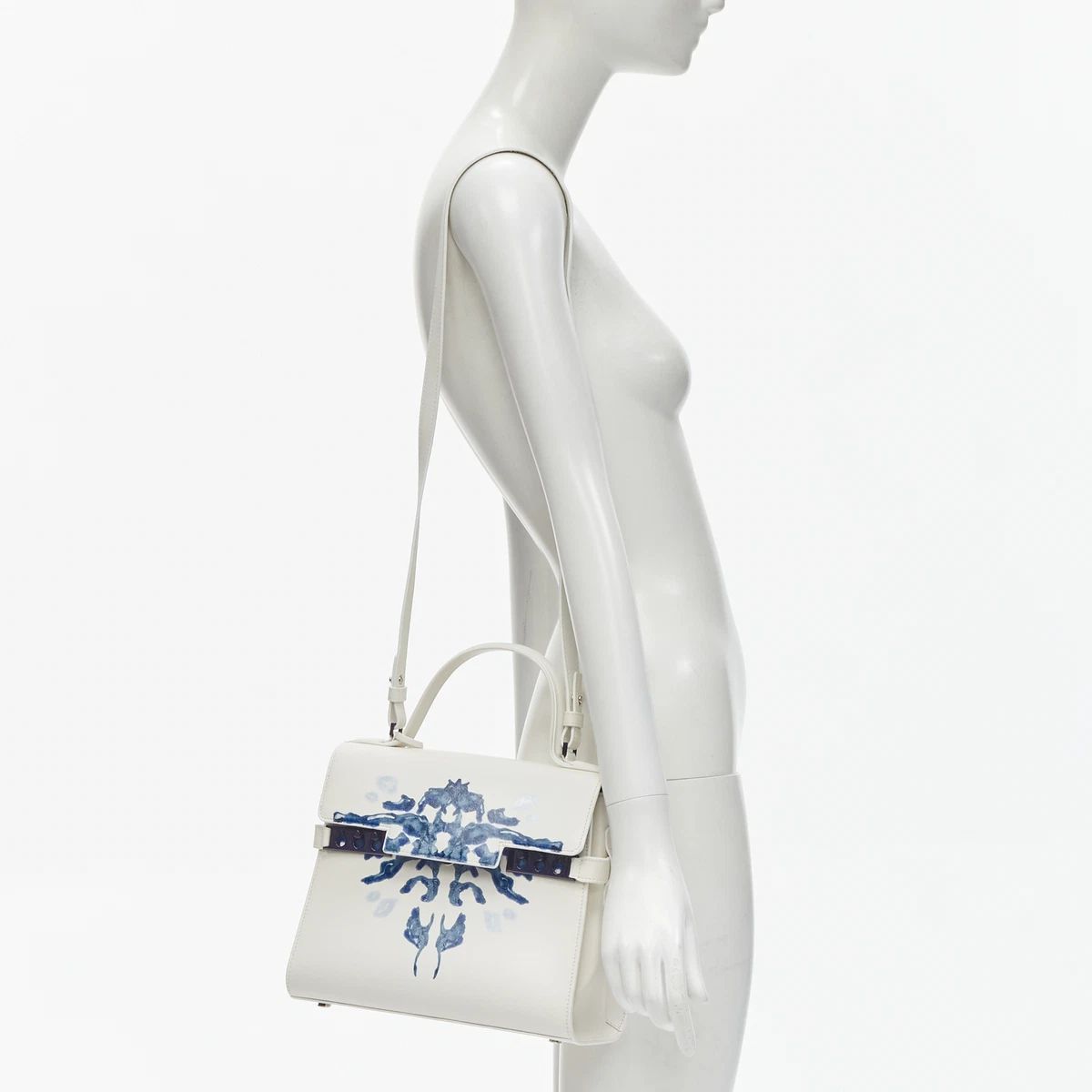 Delvaux White Leather Tempete MM Top Handle Bag Delvaux