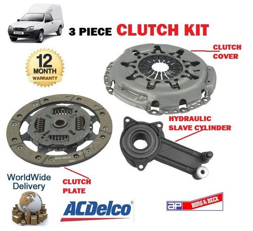 FOR FORD COURIER 1.8D 1995-2000 3 PIECE CLUTCH KIT WITH CONCENTRIC SLAVE BEARING - Picture 1 of 1