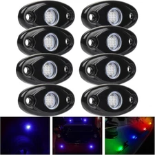 8PCS 9W LED Rock Blue Car Trail Fenders Under Glow Lamp Boat Deck Rig Light ATV