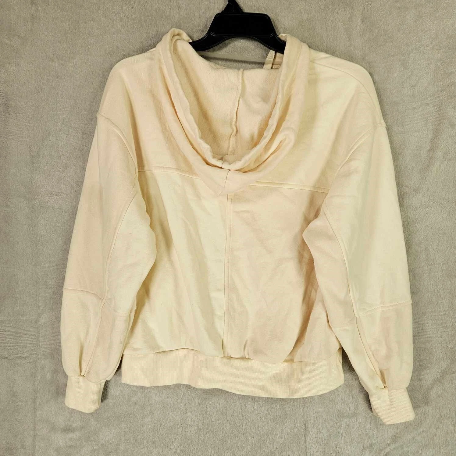 OFF WHITE Felpa con cappuccio filo universale donna grande patchwork manica lunga bianco sporco