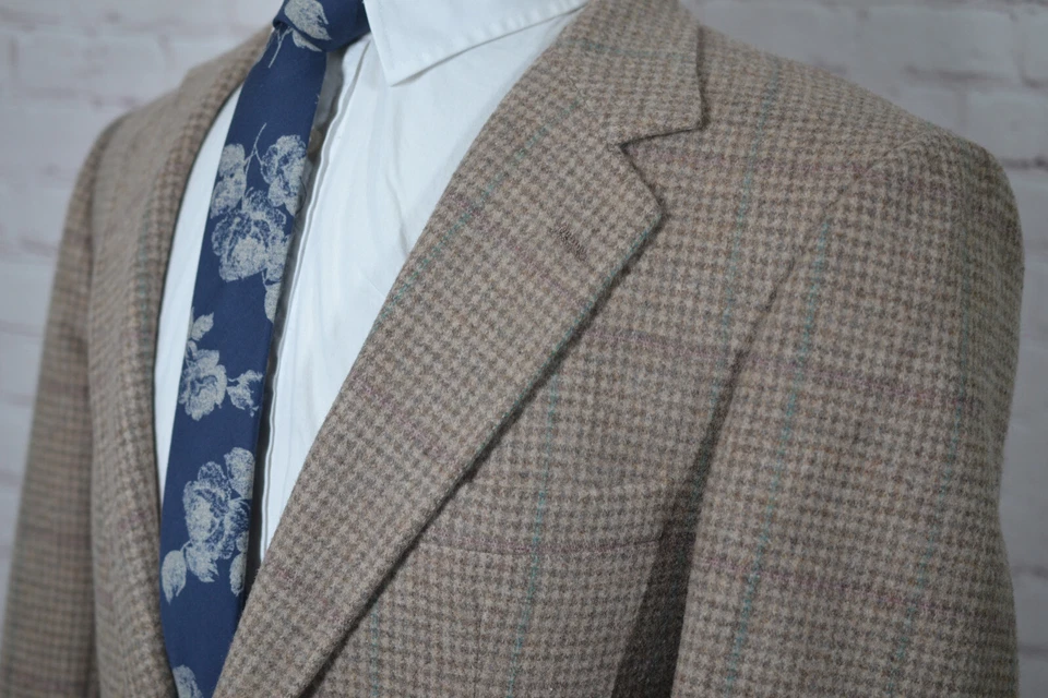 Chaqueta Blazer Abrigo Deportivo de Lana TWEED a Cuadros Marrón Stanley Blacker Para Hombres TALLA 40L Foto 2 de 4