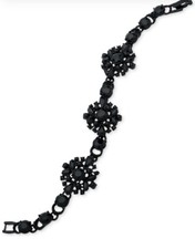 $78 Marchesa black crystal and bead flower fl...