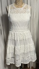 altar'd state Womens White Lace Sleeveless Fit/Flare Knee L Dress Sz M used