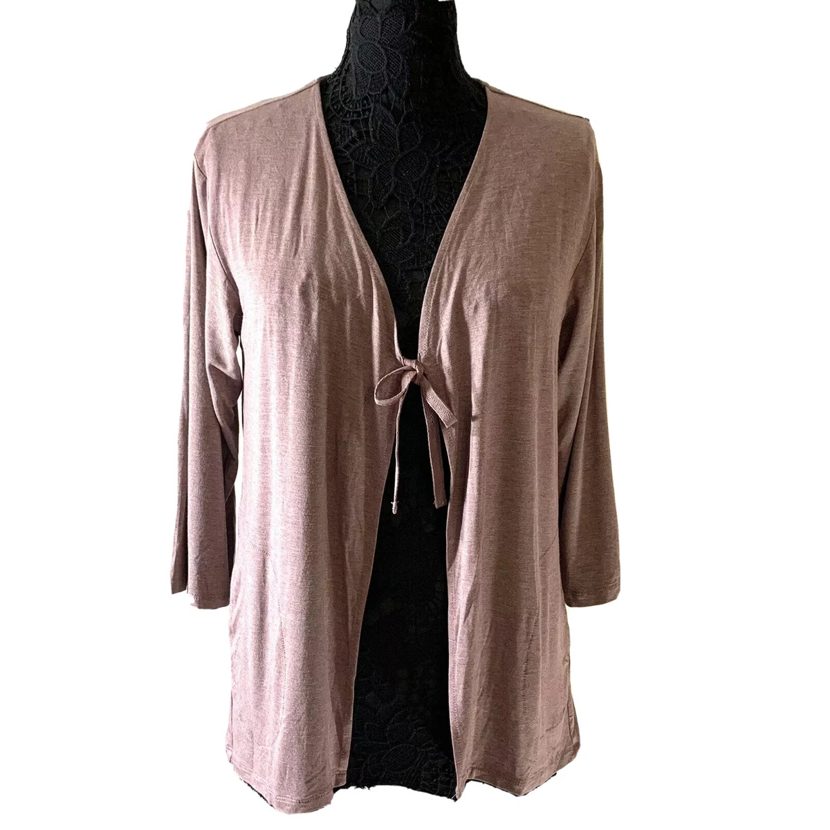 LOGO Layers by Lori Goldstein Sz S Tie Front Kimono Cardigan A290220 Mauve