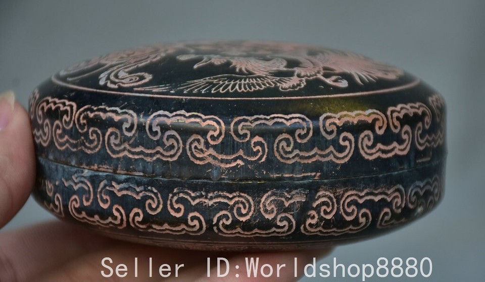 3.6" Chinese Copper Dynasty Fengshui Pair Phoenix Jewelry