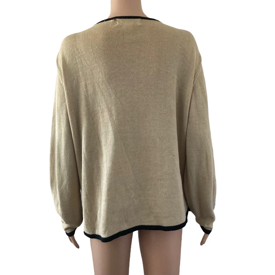 Vintage United States Sweater Womens XL Linen Blend Twofer Beige light Brown - Image 2 of 4