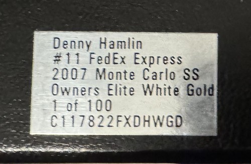 2007 Denny Hamlin FedEx Express White Gold ELITE car 1 of 100 - Picture 5 of 5