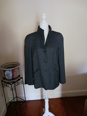 Escada Women's Black/Navy/LtBlue Wool Cashmere Blend Jacket Size 38/M