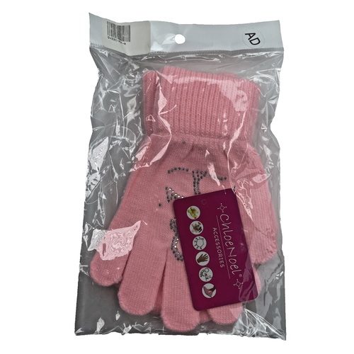 Chloe Noel Ice Skating Gloves, Crystal Design, One Size GV22C, Pink