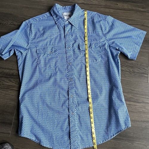 Wrangler Wrancher Shirt Mens Large L Blue Short Sleeve Pearl Snap Western Cowboy - Picture 6 of 10