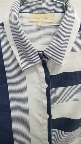 Anthropologie Love Notes Blue White Stripe Small Button front Top Unique - Bild 3 von 7