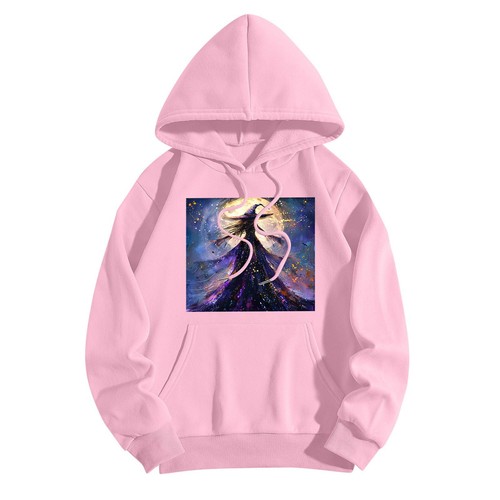 Sweatshirts For Teen Girls Long Sleeve Print Casual Graphic Hoodies Drawstring - Picture 11 of 42